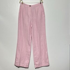 Boden Eldon Linen Trouser Pants Womens US 6L Wide Leg Casual Preppy Pink